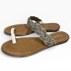 Carlos Santana Braided Metallic Toe Ring Sandals Size US 8.5 UK 6.5 Boho Casual